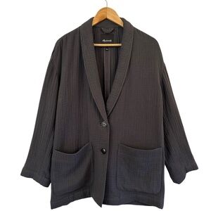 Madewell Blazer Women's Size L Lightspun Dorset Coal Slouchy 80's gauze Lounge